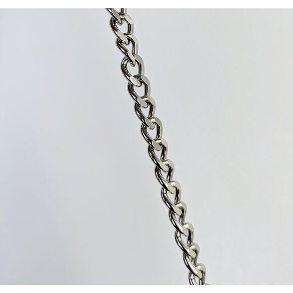 Preston & York Black Leather Shoulder Bag Structured Evening Silver Chain Strap - Picture 9 of 13